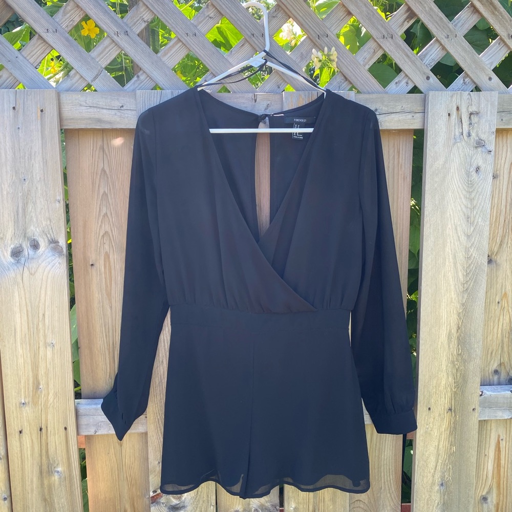 Forever 21 Black Long Sleeve Romper